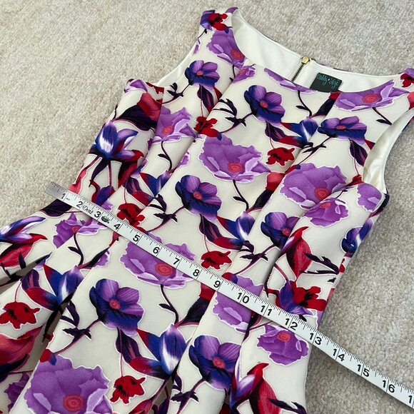 Gabby Skye White Floral Sleeveless Fit and Flare Cocktail Party Mini Dress 4 - Picture 6 of 12